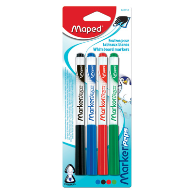 MAPED Dry Erase Markers, Medium Bullet Tip, x4 Assorted