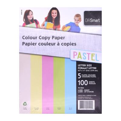 OFFISMART Papier multiusage, format lettre, 5 couleurs pastel, pqt 100