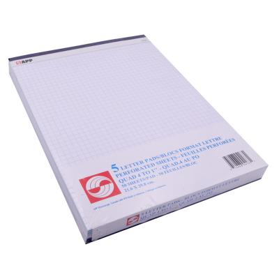 APP Perforated Quad Ruled Writing Pads 4-1", 50 Sheets, 8.5"x11", 5 Pack
