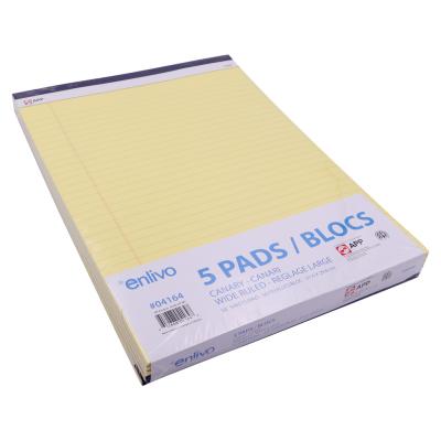 APP Perforated Ruled Canary Writing Pads, 50 Sheets, 8.5"x11", 5 Pack