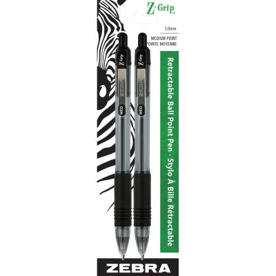 ZEBRA Z-Grip Ball Pen, 1.0mm, x2 Black