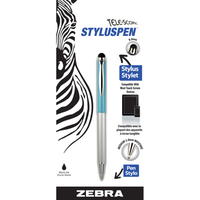 ZEBRA Stylo stylus téléscopique, 1.0mm, bleu