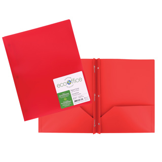 ECOOFFICE Couverture poly 3 tiges, 2 pochettes, rouge