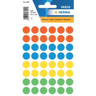 HERMA VARIO Colour-Coding Round Labels, Ø 12 mm Dots, Assorted