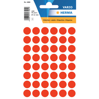 HERMA VARIO Colour-Coding Round Labels, Ø 12 mm Dots, Fluo Red