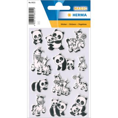 HERMA Stickers MAGIC Familles De Panda Et Zèbre, Foam