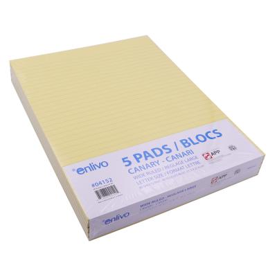 APP Bloc-notes jaune ligné 80 feuilles, 8.5"x11", Paquet de 5