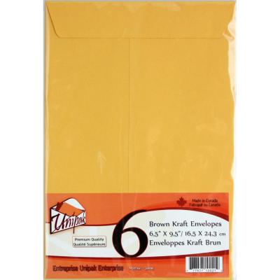 UNIPAK Enveloppes Kraft, 6.5"x9.5", pqt 6