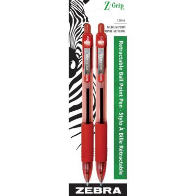 ZEBRA Z-Grip Ball Pen, 1.0mm, x2 Red