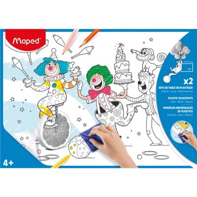 MAPED Plastic Placemats To Colour, x2