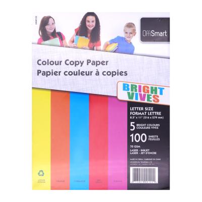 OFFISMART Bright Multipurpose Paper, Letter Size, 5 Colours, 100 Pack