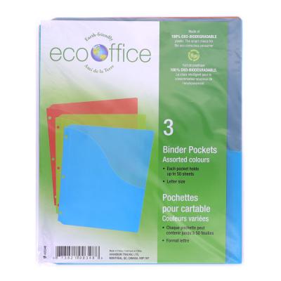 ECOOFFICE Poly Binder Pockets 3 Pack, Assorted