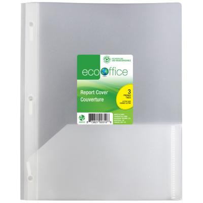 ECOOFFICE Poly 3-Prong Report Cover, 2 Pockets, Clear