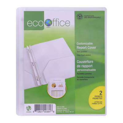 ECOOFFICE Poly Presentation 3-Prong Report Cover, White