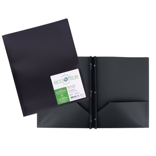 ECOOFFICE Poly 3-Prong Report Cover, 2 Pockets, Black