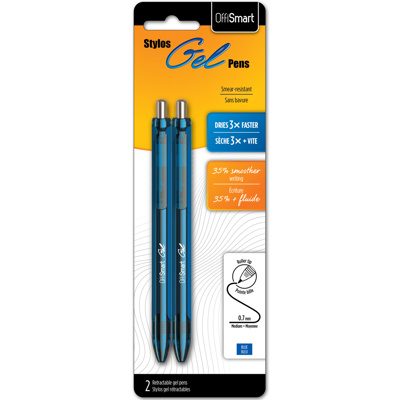 OFFISMART Fusion Gel Pen, 0.7mm, x2 Blue