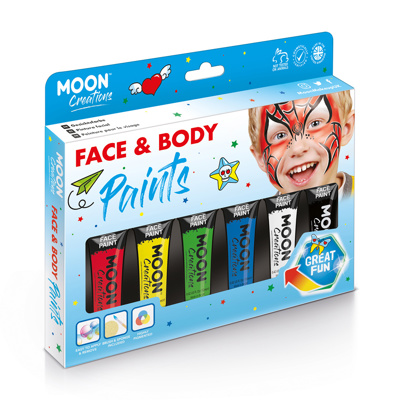 MOON Face & Body Paint, 6 Pack - Boxset, Primary Colours