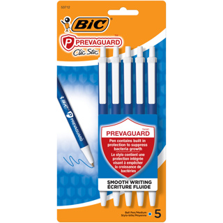 BIC Prevaguard Clic Stic Ball Pen, x5 Blue