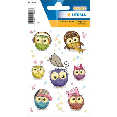 HERMA MAGIC Stickers Cute Owls, Transpuffy