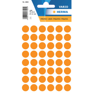 HERMA VARIO Colour-Coding Round Labels, Ø 12 mm Dots, Fluo Orange