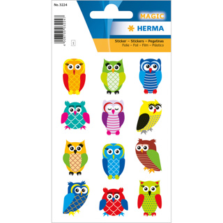 HERMA MAGIC Stickers Owls, Foil Glittery