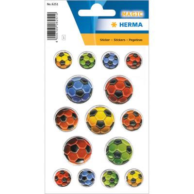 HERMA Stickers MAGIC Footballs en couleurs, en relief