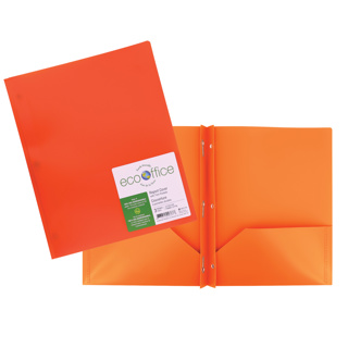ECOOFFICE Couverture poly 3 tiges, 2 pochettes, orange