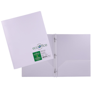 ECOOFFICE Couverture poly 3 tiges, 2 pochettes, blanc