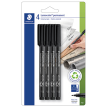 STAEDTLER Lumocolor Permanent Pens x4 Black