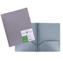 ECOOFFICE Poly 3-Prong Report Cover, 2 Pockets, Grey