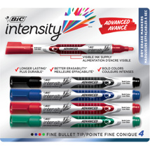 BIC Intensity Dry Erase Markers, Bullet Tip, x4 Assorted